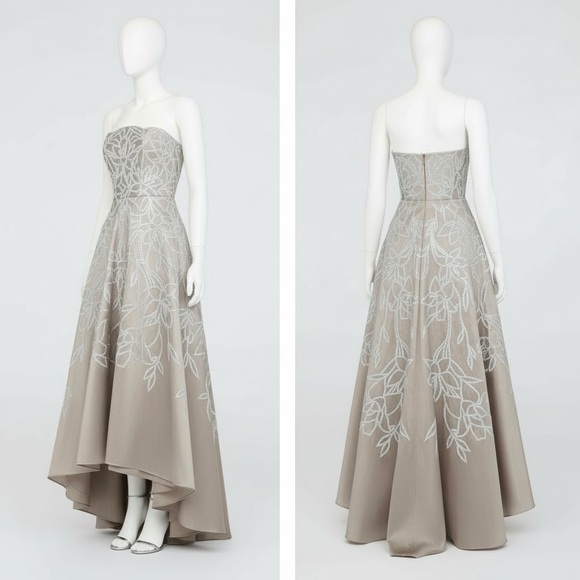 Theia Women's Pamela Embellished Mikado Strapless High Low Evening Gown Size 4 - Picture 11 of 15